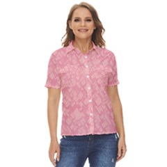 Pink Women s Short Sleeve Double Pocket Shirt