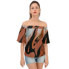 Paint Off Shoulder Short Sleeve Top by nateshop