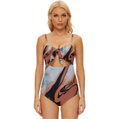 Paint Knot Front One-piece Swimsuit by nateshop