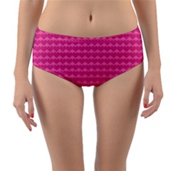 Abstract-pink Love Reversible Mid-waist Bikini Bottoms by nateshop