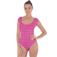 Abstract-pink Love Short Sleeve Leotard  by nateshop