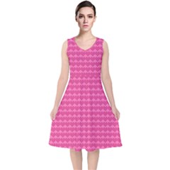 Abstract-pink Love V-neck Midi Sleeveless Dress  by nateshop