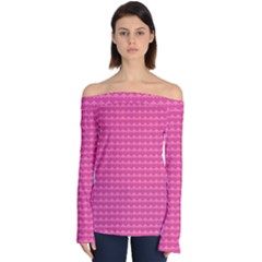 Abstract-pink Love Off Shoulder Long Sleeve Top by nateshop