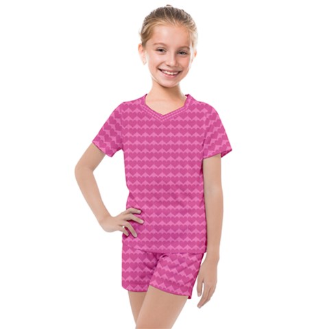 Abstract-pink Love Kids  Mesh Tee And Shorts Set by nateshop