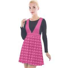 Abstract-pink Love Plunge Pinafore Velour Dress by nateshop