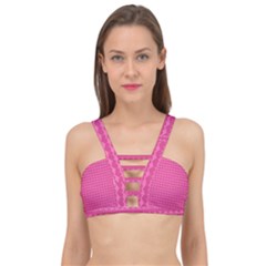 Abstract-pink Love Cage Up Bikini Top by nateshop