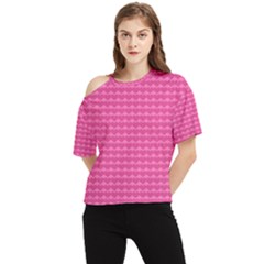 Abstract-pink Love One Shoulder Cut Out Tee