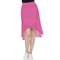 Abstract-pink Love Frill Hi Low Chiffon Skirt by nateshop