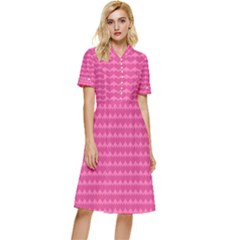 Abstract-pink Love Button Top Knee Length Dress by nateshop