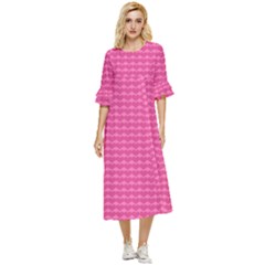 Abstract-pink Love Double Cuff Midi Dress by nateshop