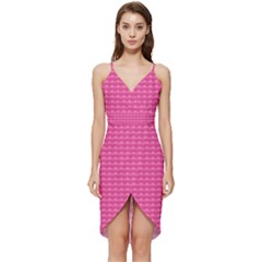 Abstract-pink Love Wrap Frill Dress