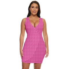 Abstract-pink Love Draped Bodycon Dress