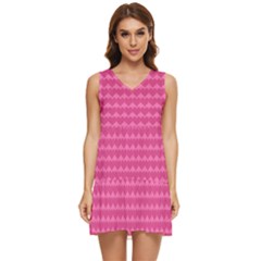 Abstract-pink Love Tiered Sleeveless Mini Dress