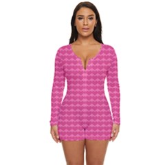 Abstract-pink Love Long Sleeve Boyleg Swimsuit by nateshop