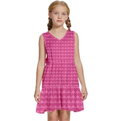 Abstract-pink Love Kids  Sleeveless Tiered Mini Dress by nateshop