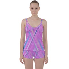 Background Abstrac Pink Tie Front Two Piece Tankini by nateshop