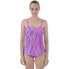 Background Abstrac Pink Twist Front Tankini Set by nateshop