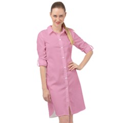 Background Pink Modern Long Sleeve Mini Shirt Dress by nateshop