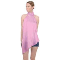 Background Pink Modern Halter Asymmetric Satin Top