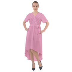 Background Pink Modern Front Wrap High Low Dress