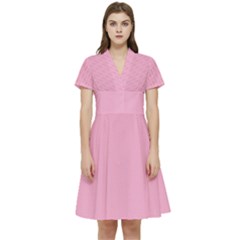 Background Pink Modern Short Sleeve Waist Detail Dress by nateshop