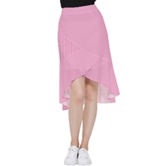 Background Pink Modern Frill Hi Low Chiffon Skirt by nateshop