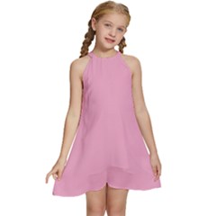 Background Pink Modern Kids  Halter Collar Waist Tie Chiffon Dress by nateshop