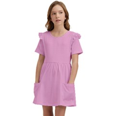 Background Pink Modern Kids  Frilly Sleeves Pocket Dress