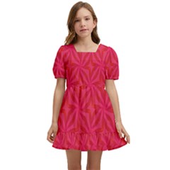 Background Red Motif Kids  Short Sleeve Dolly Dress