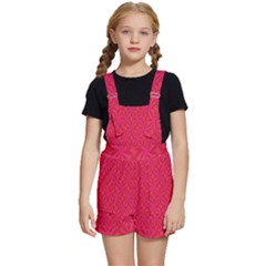 Background Red Motif Kids  Short Overalls