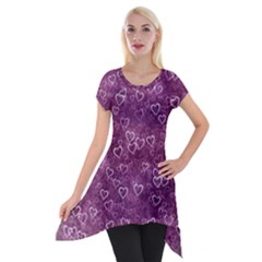 Background Purple Love Short Sleeve Side Drop Tunic by nateshop