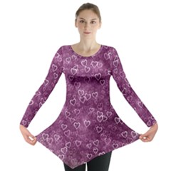 Background Purple Love Long Sleeve Tunic  by nateshop