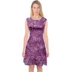 Background Purple Love Capsleeve Midi Dress by nateshop