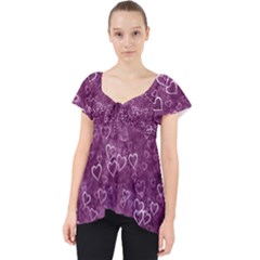 Background Purple Love Lace Front Dolly Top by nateshop