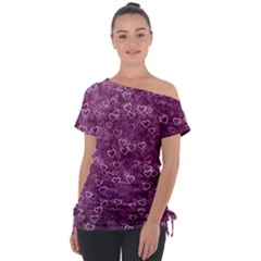 Background Purple Love Off Shoulder Tie-up Tee