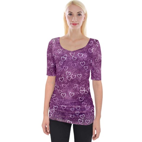 Background Purple Love Wide Neckline Tee by nateshop