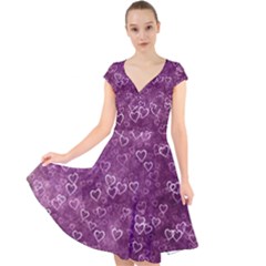 Background Purple Love Cap Sleeve Front Wrap Midi Dress by nateshop