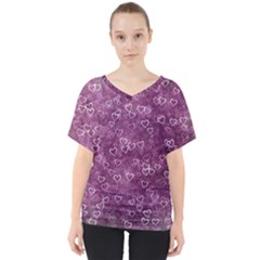 Background Purple Love V-neck Dolman Drape Top by nateshop