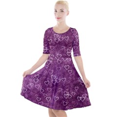 Background Purple Love Quarter Sleeve A-line Dress by nateshop