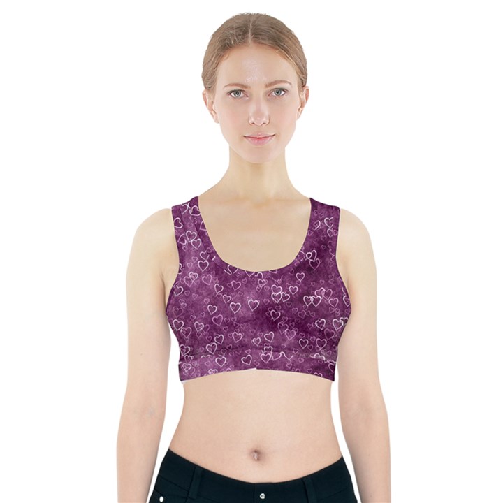 Background Purple Love Sports Bra With Pocket