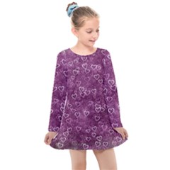 Background Purple Love Kids  Long Sleeve Dress by nateshop