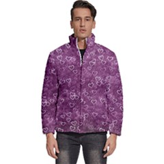 Background Purple Love Men s Puffer Bubble Jacket Coat