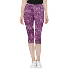 Background Purple Love Inside Out Lightweight Velour Capri Leggings  by nateshop