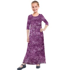 Background Purple Love Kids  Quarter Sleeve Maxi Dress by nateshop