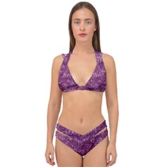 Background Purple Love Double Strap Halter Bikini Set by nateshop