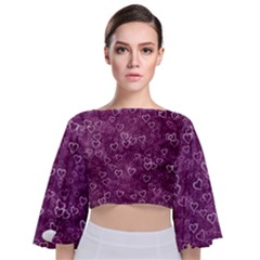 Background Purple Love Tie Back Butterfly Sleeve Chiffon Top by nateshop