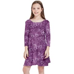 Background Purple Love Kids  Quarter Sleeve Skater Dress by nateshop