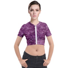 Background Purple Love Short Sleeve Cropped Jacket by nateshop