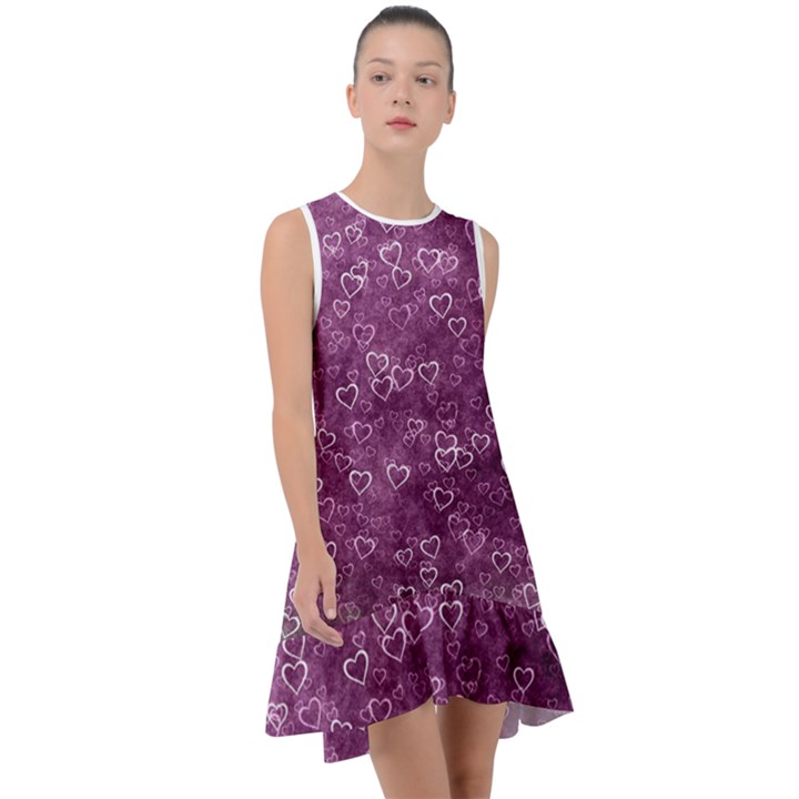 Background Purple Love Frill Swing Dress