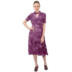 Background Purple Love Keyhole Neckline Chiffon Dress by nateshop